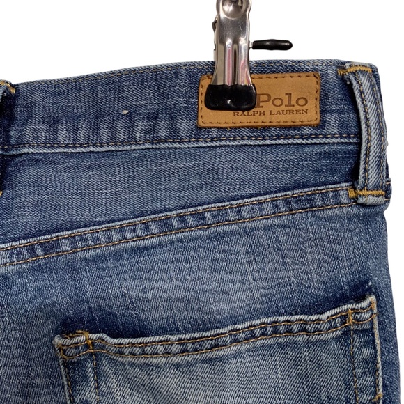 POLO RALPH LAUREN WAVERLY PATCHWORK STRAIGHT CROPPED BLUE DENIM JEANS - Picture 11 of 16